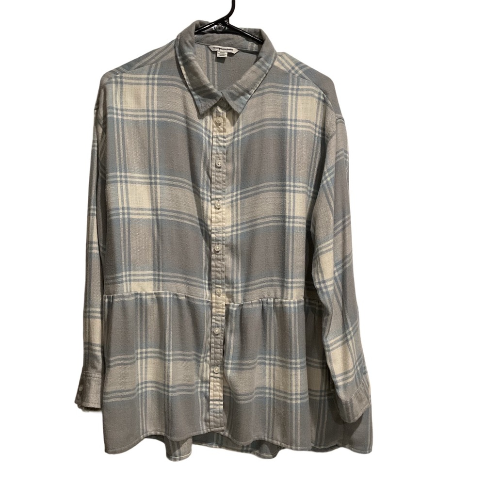 American Eagle Women’s Flannel Peplum Button-Up Shirt‎